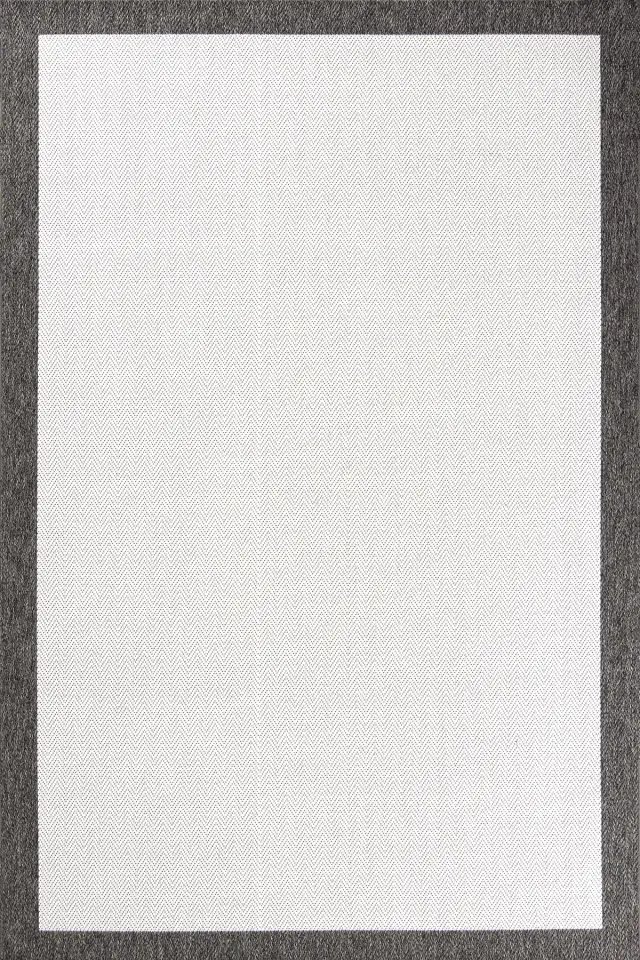 Lora 3203 Antrasit - Çerçeveli Modern Pamuk Tabanlı Polyester Halı