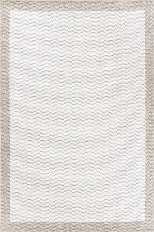 Dekorenti Lora 3204 Bej - Çerçeveli Modern Pamuk Tabanlı Polyester Halı