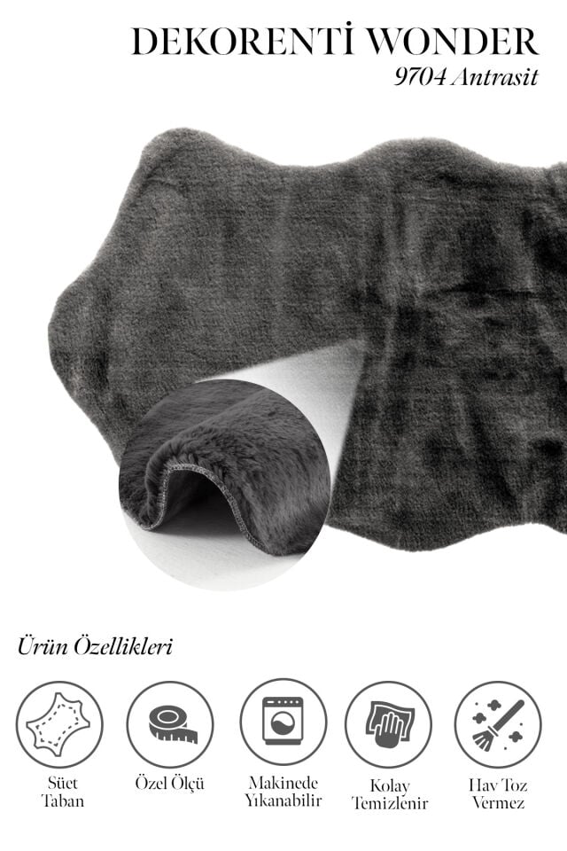 Dekorenti Wonder  9704 Antrasit Peluş Halı – Post Şıklığıyla Derin Konfor