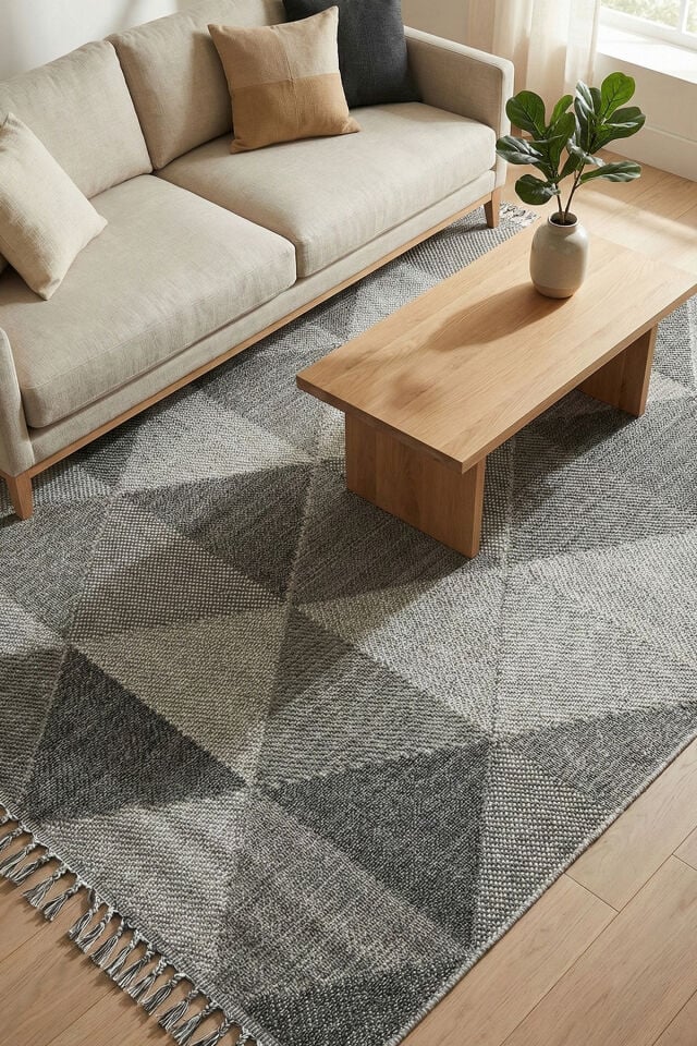 Dekorenti Bukle 1401 Gri - Geometrik Desenli Tozuma Halı