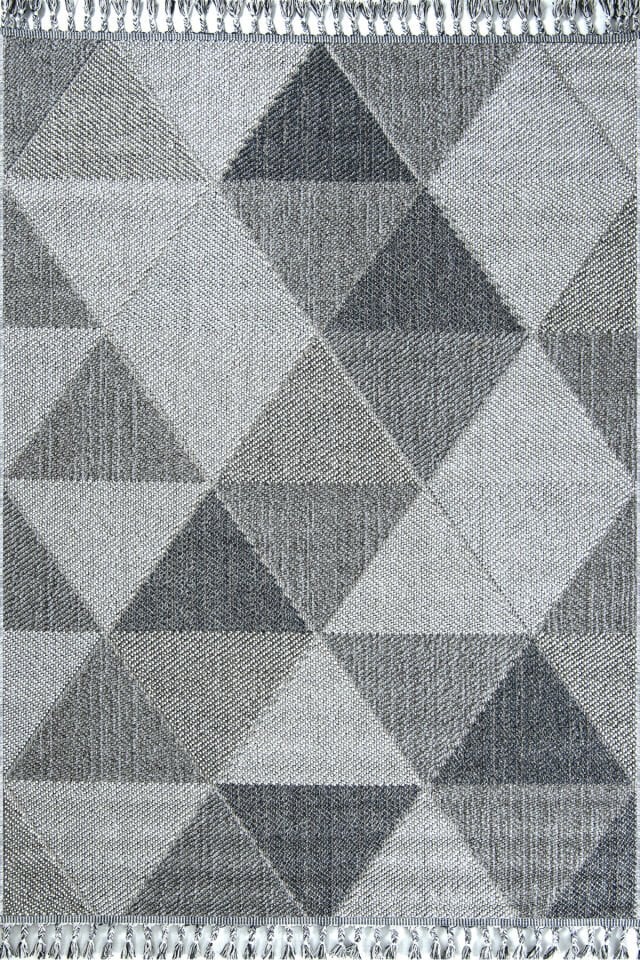 Dekorenti Bukle 1401 Gri - Geometrik Desenli Tozuma Halı