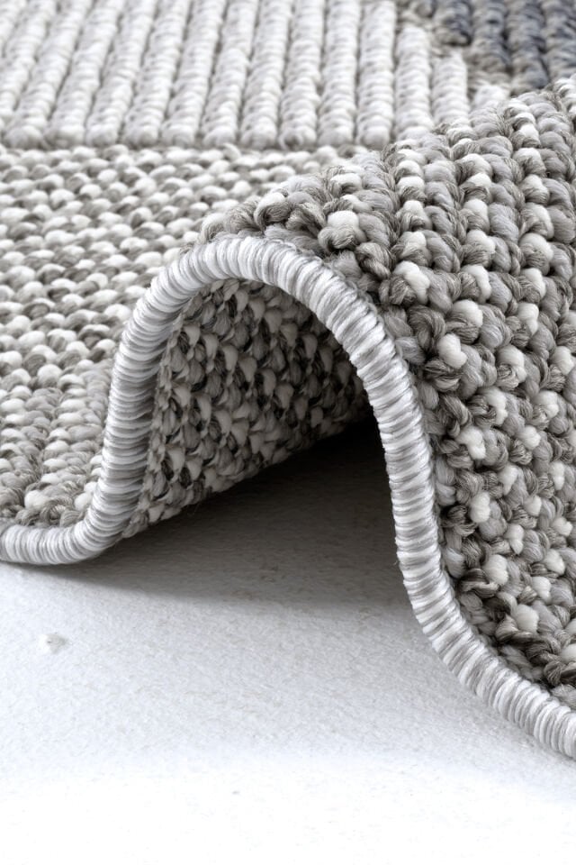 Bukle 1401 Gri - Geometrik Desenli Tozuma Halı 120x250