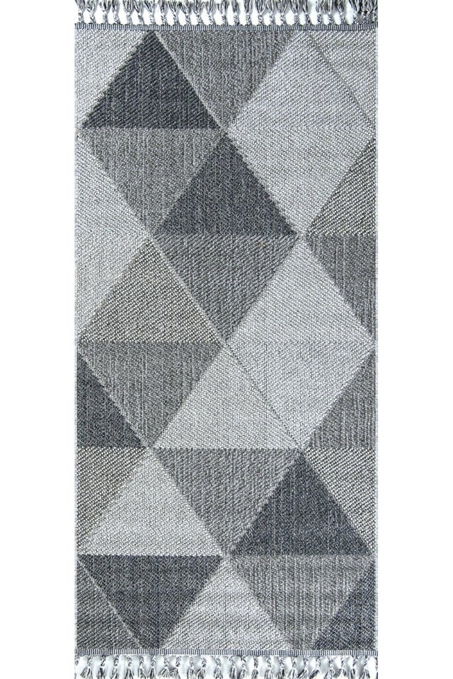 Bukle 1401 Gri - Geometrik Desenli Tozuma Halı 120x250