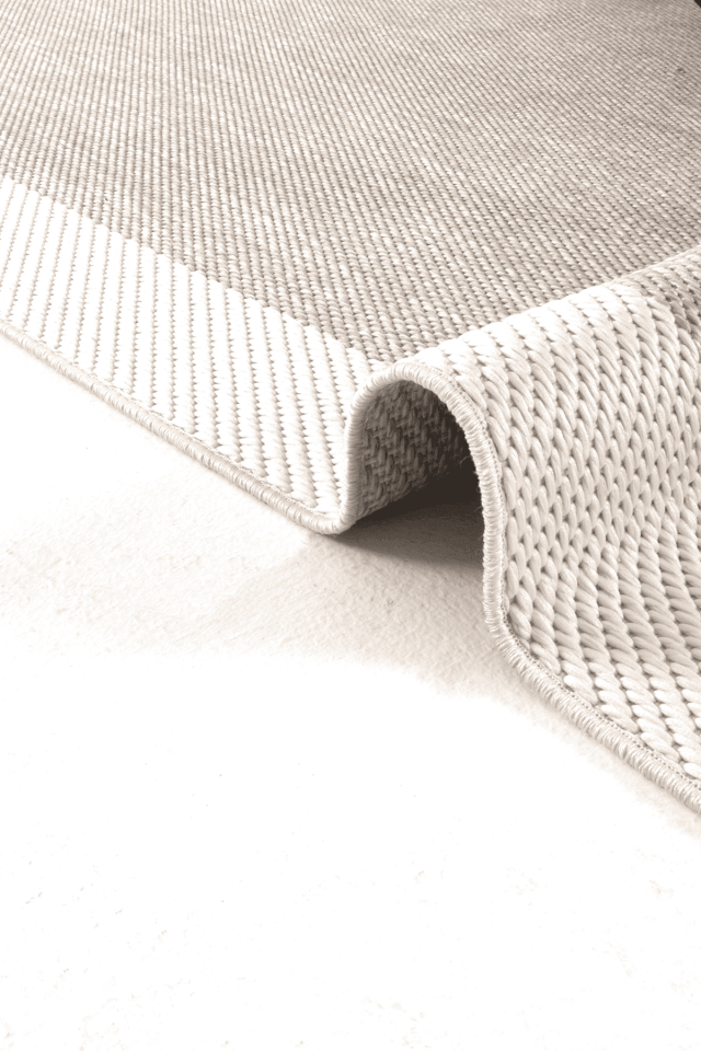 Lora 3206 Bej - Çerçeveli Modern Pamuk Tabanlı Polyester Halı 200x290