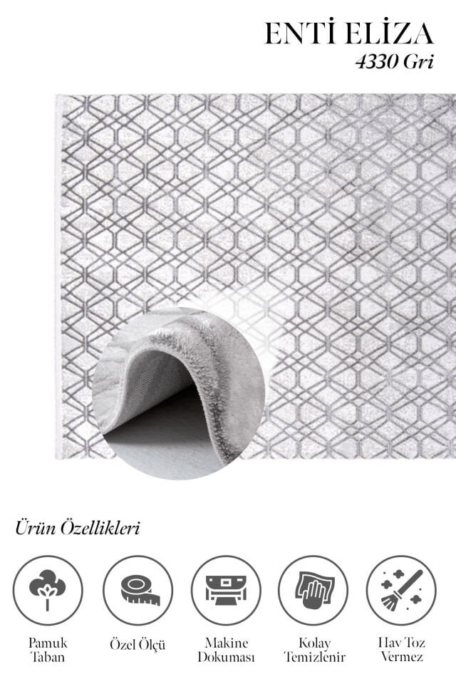 Enti Eliza 4330 Gri - Geometrik Desenli Akrilik Halı