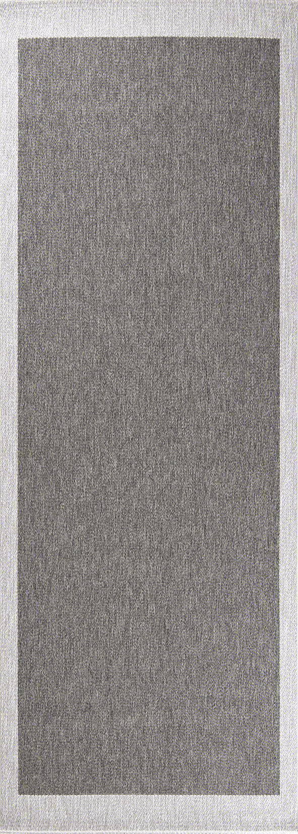 Lora 3207 Antrasit  - Çerçeveli Modern Pamuk Tabanlı Polyester Halı