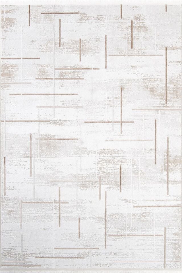 Enti Thema 9402 Bej - Modern Çizgili Desenli Akrilik Halı