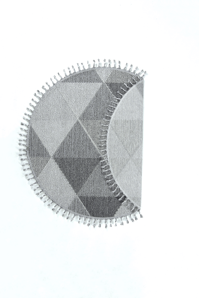 Dekorenti Bukle 1401 Gri Daire - Geometrik Desenli Yuvarlak Tozuma Halı