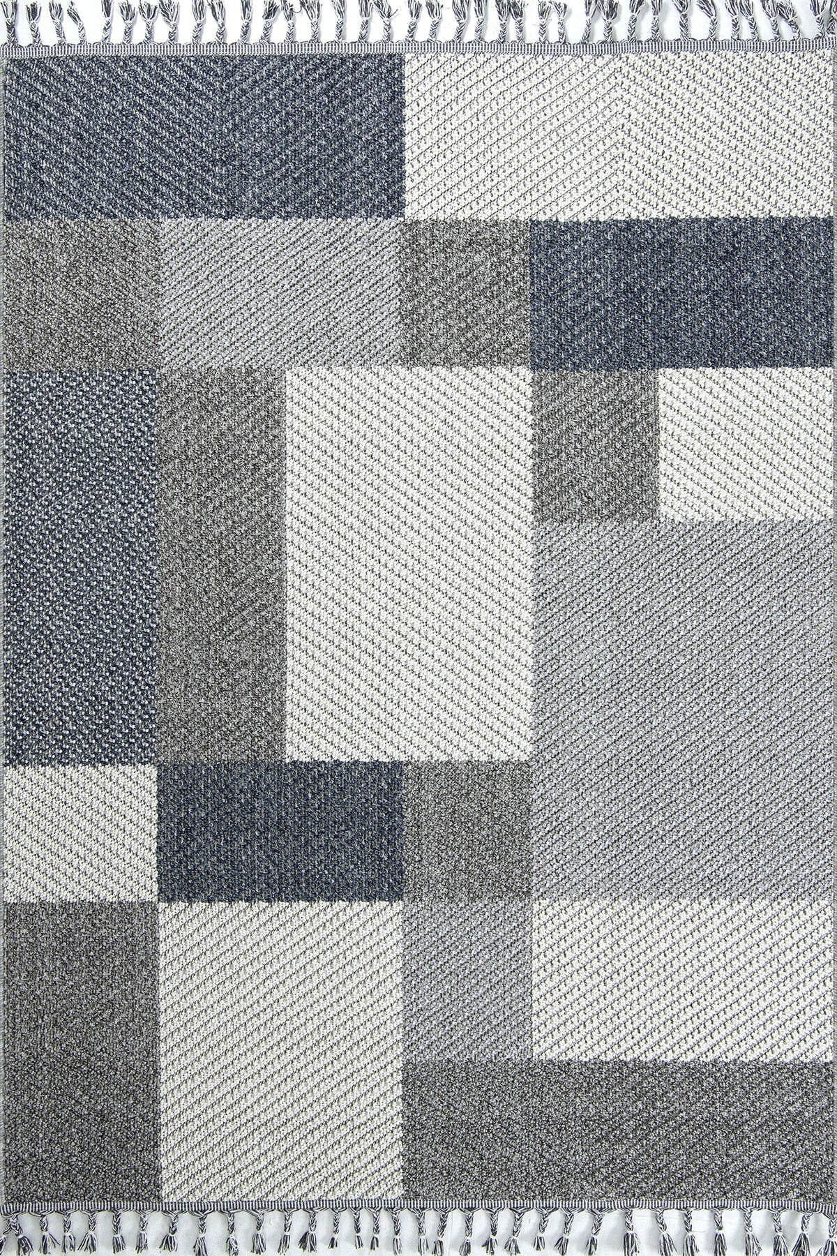 Bukle 1403 Gri – Modern Geometrik Desenli Tozumaz Halı 200x290