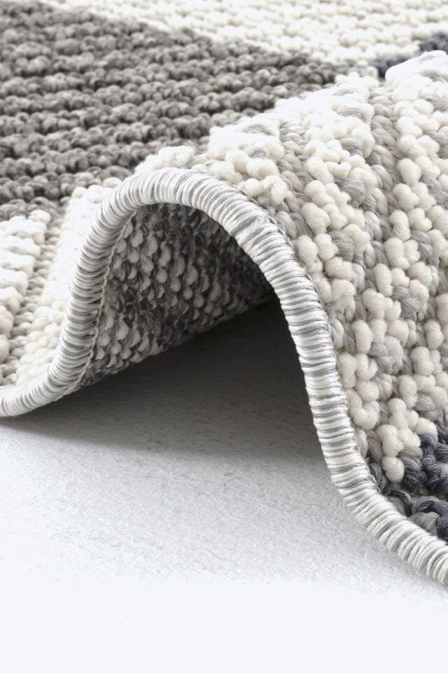 Bukle 1403 Gri – Modern Geometrik Desenli Tozumaz Halı 200x250