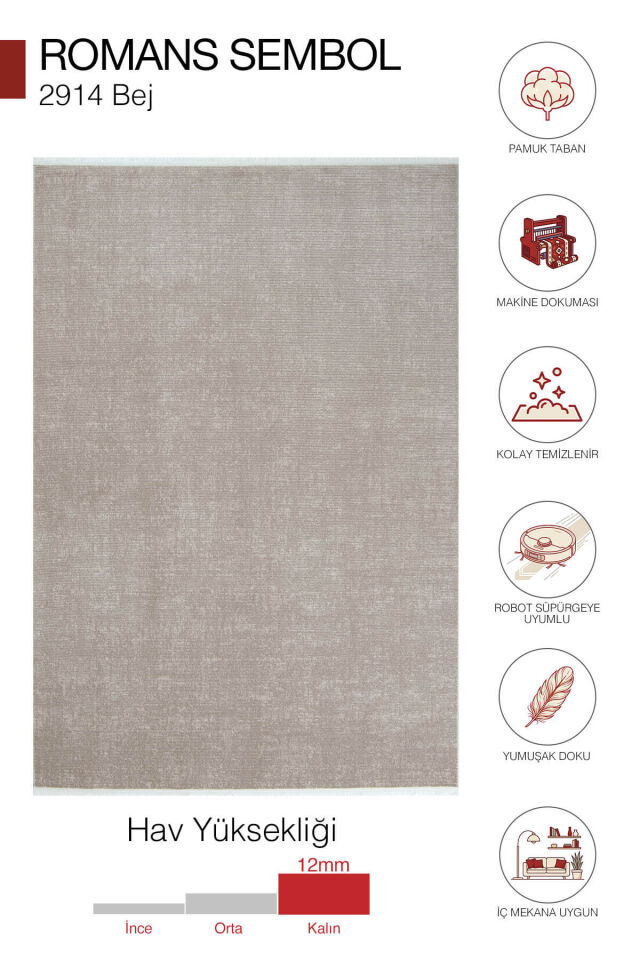 Romans Sembol 2914 Bej Halı - Bohem Akrilik Salon Halısı