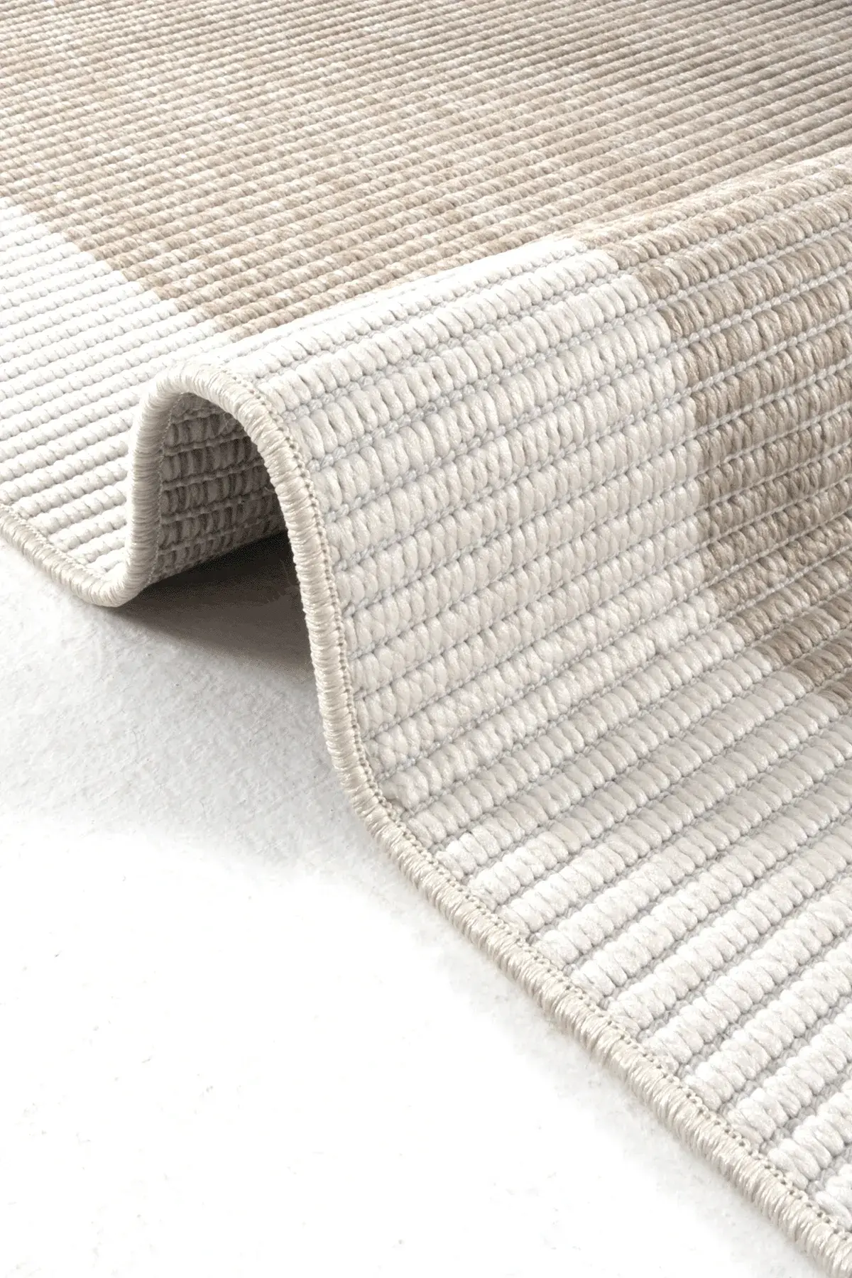 Dekorenti Lora 3210 Bej - Çerçeveli Modern Pamuk Tabanlı Polyester Halı