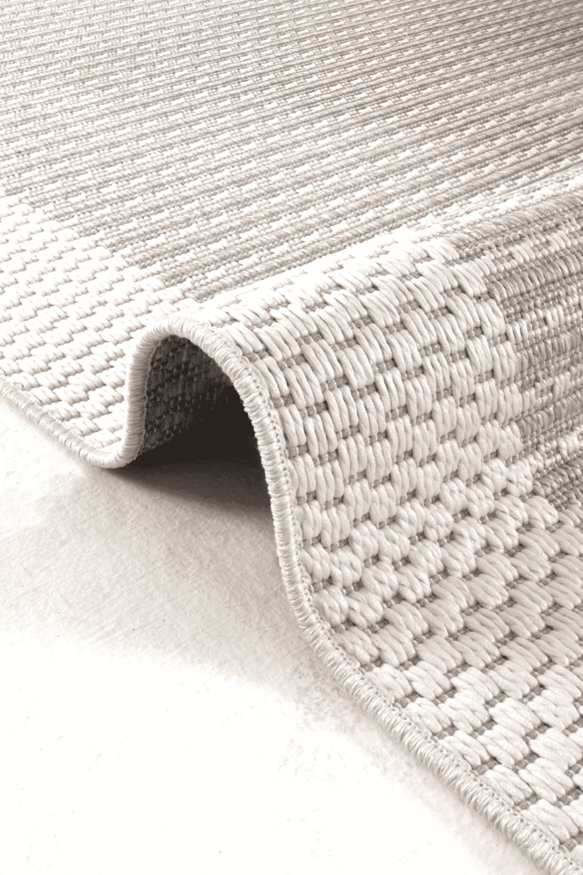 Dekorenti Lora 3211 Bej - Çerçeveli Modern Pamuk Tabanlı Polyester Halı