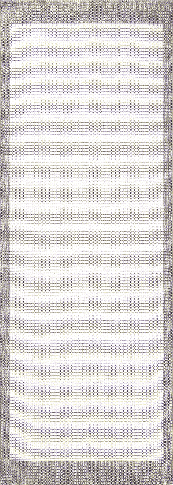 Lora 3212 Gri - Çerçeveli Modern Pamuk Tabanlı Polyester Halı