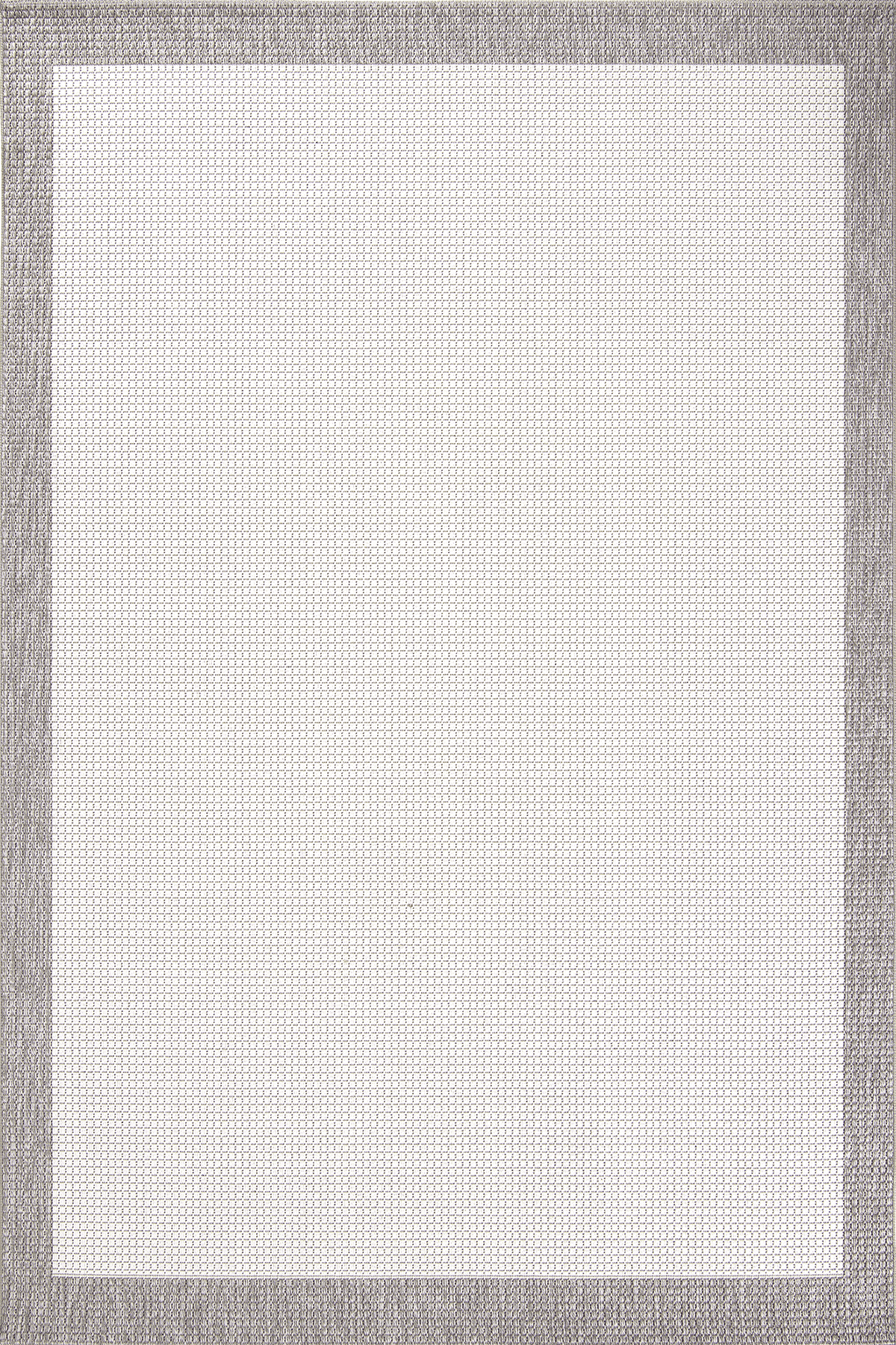 Dekorenti Lora 3212 Gri - Çerçeveli Modern Pamuk Tabanlı Polyester Halı