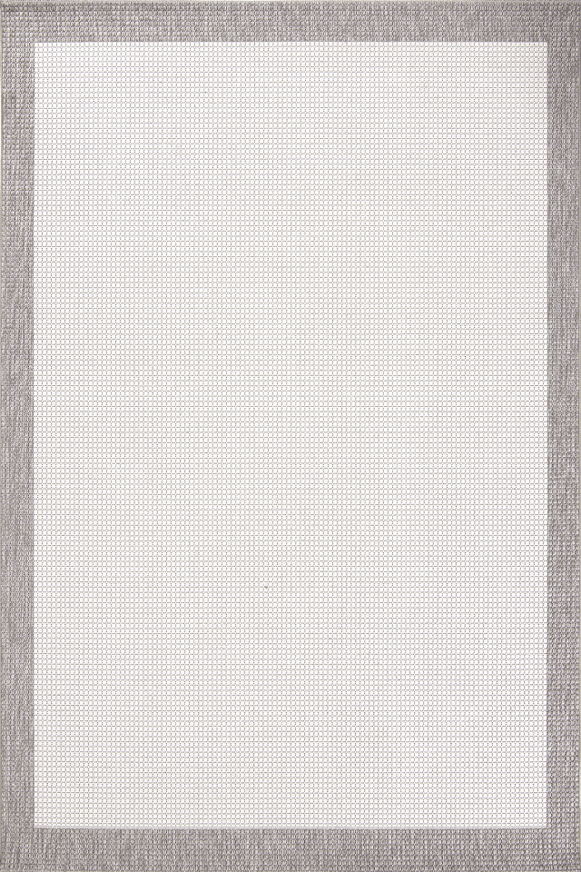 Dekorenti Lora 3212 Gri - Çerçeveli Modern Pamuk Tabanlı Polyester Halı