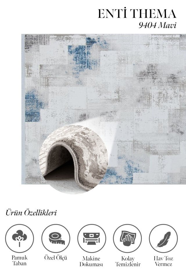 Enti Thema 9404 Mavi - Modern Geometrik Akrilik Halı