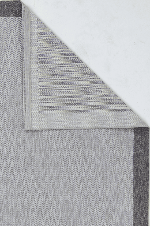 Dekorenti Lora 3213 Antrasit  - Çerçeveli Modern Pamuk Tabanlı Polyester Halı