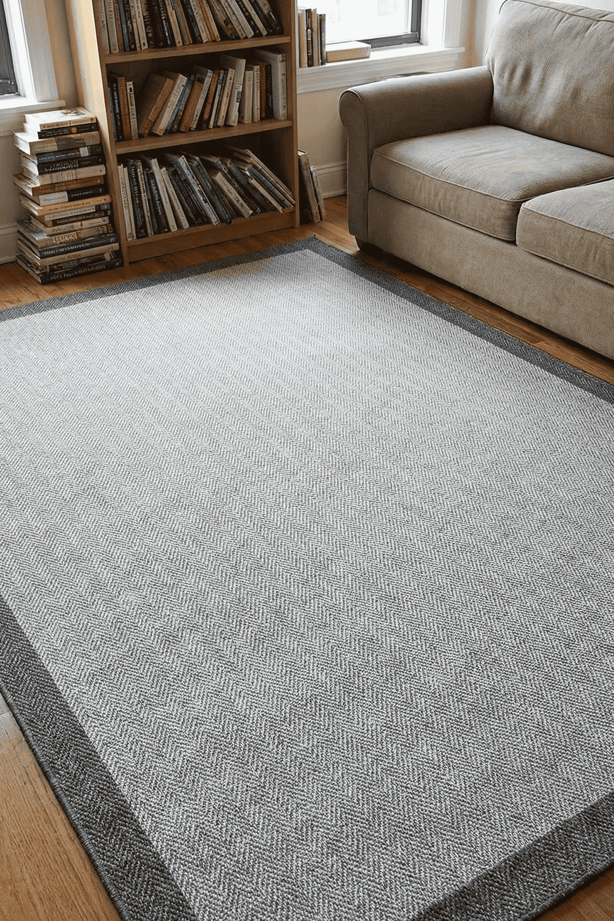 Dekorenti Lora 3213 Antrasit  - Çerçeveli Modern Pamuk Tabanlı Polyester Halı