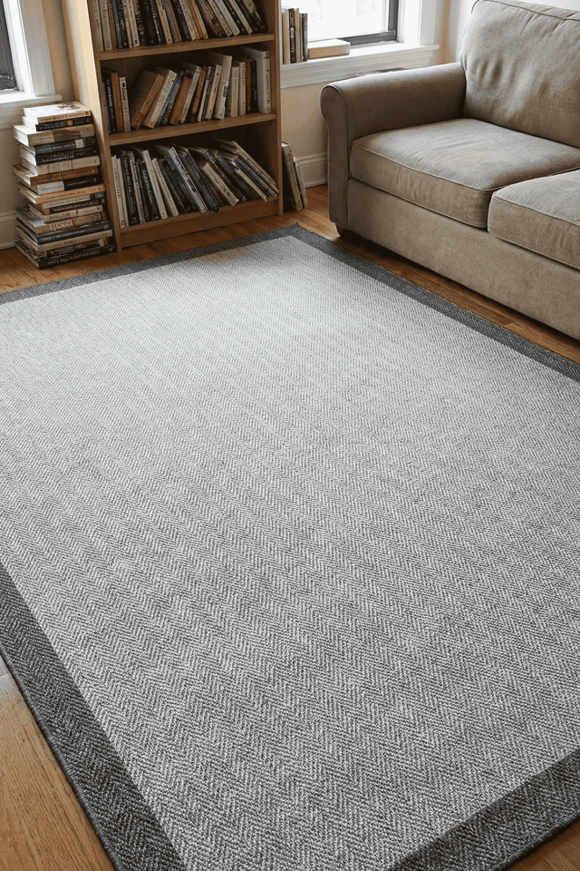Dekorenti Lora 3213 Antrasit  - Çerçeveli Modern Pamuk Tabanlı Polyester Halı