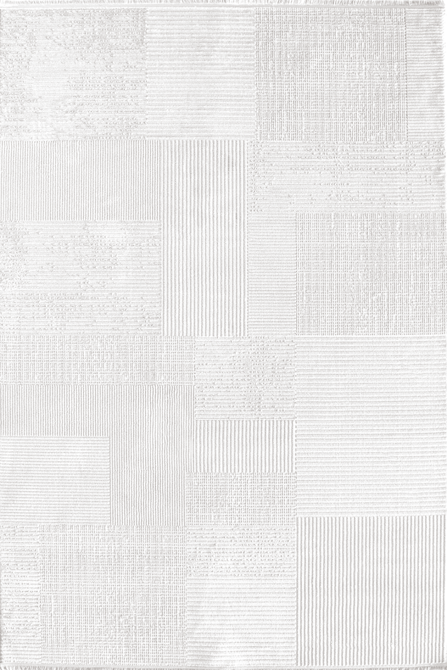 Romans Norm 6223 Beyaz - Geometrik Desenli Akrilik Makine Halısı