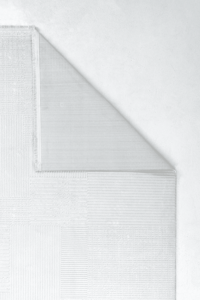 Romans Norm 6223 Beyaz - Geometrik Desenli Akrilik Makine Halısı