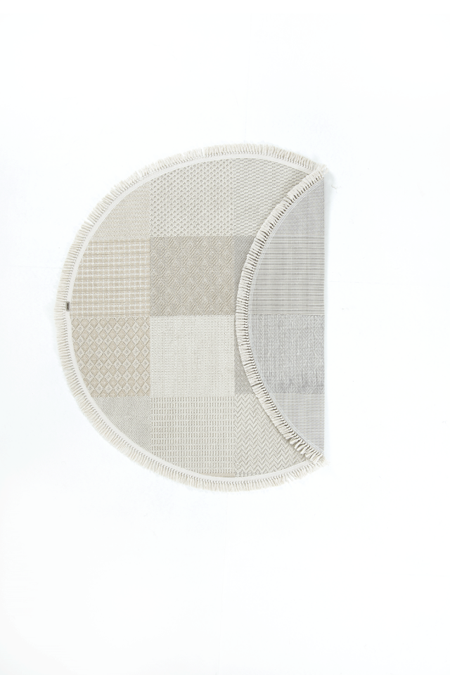 Dekorenti Bonn 8806 Bej Daire - Modern Geometrik Desenli Tozumaz Halı