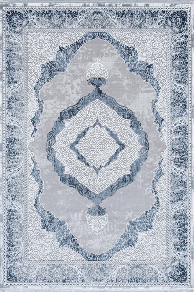 Enti Miras 6801 Gri Mavi –  Klasik Göbekli Akrilik Salon Halısı