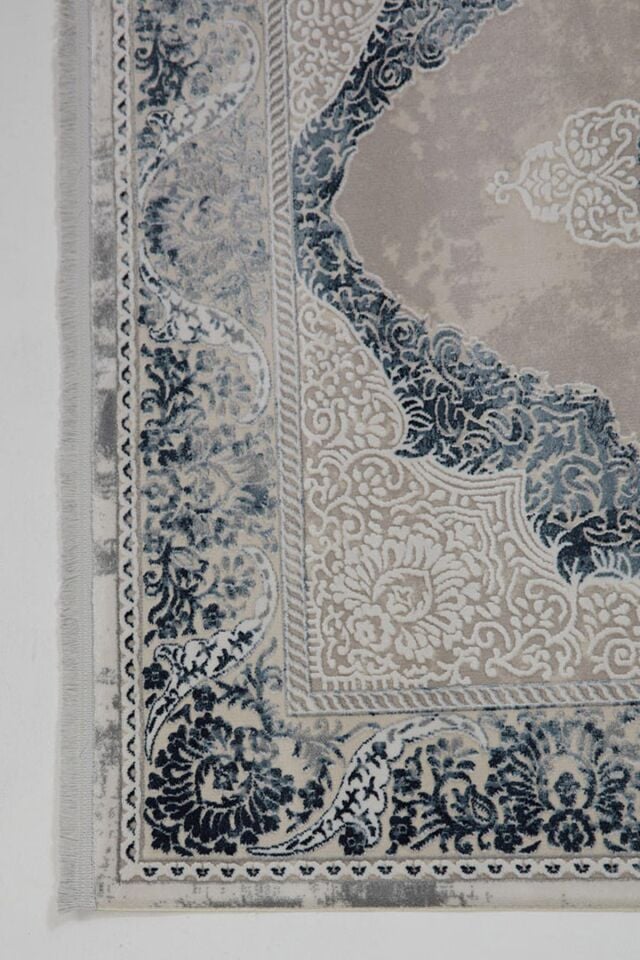 Enti Miras 6801 Gri Mavi –  Klasik Göbekli Akrilik Salon Halısı 240x340