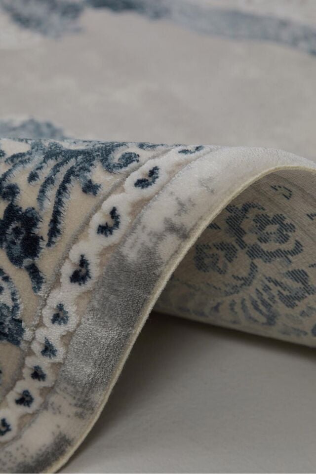 Enti Miras 6801 Gri Mavi –  Klasik Göbekli Akrilik Salon Halısı