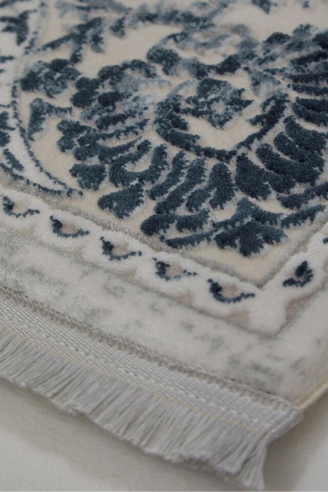 Enti Miras 6801 Gri Mavi –  Klasik Göbekli Akrilik Salon Halısı