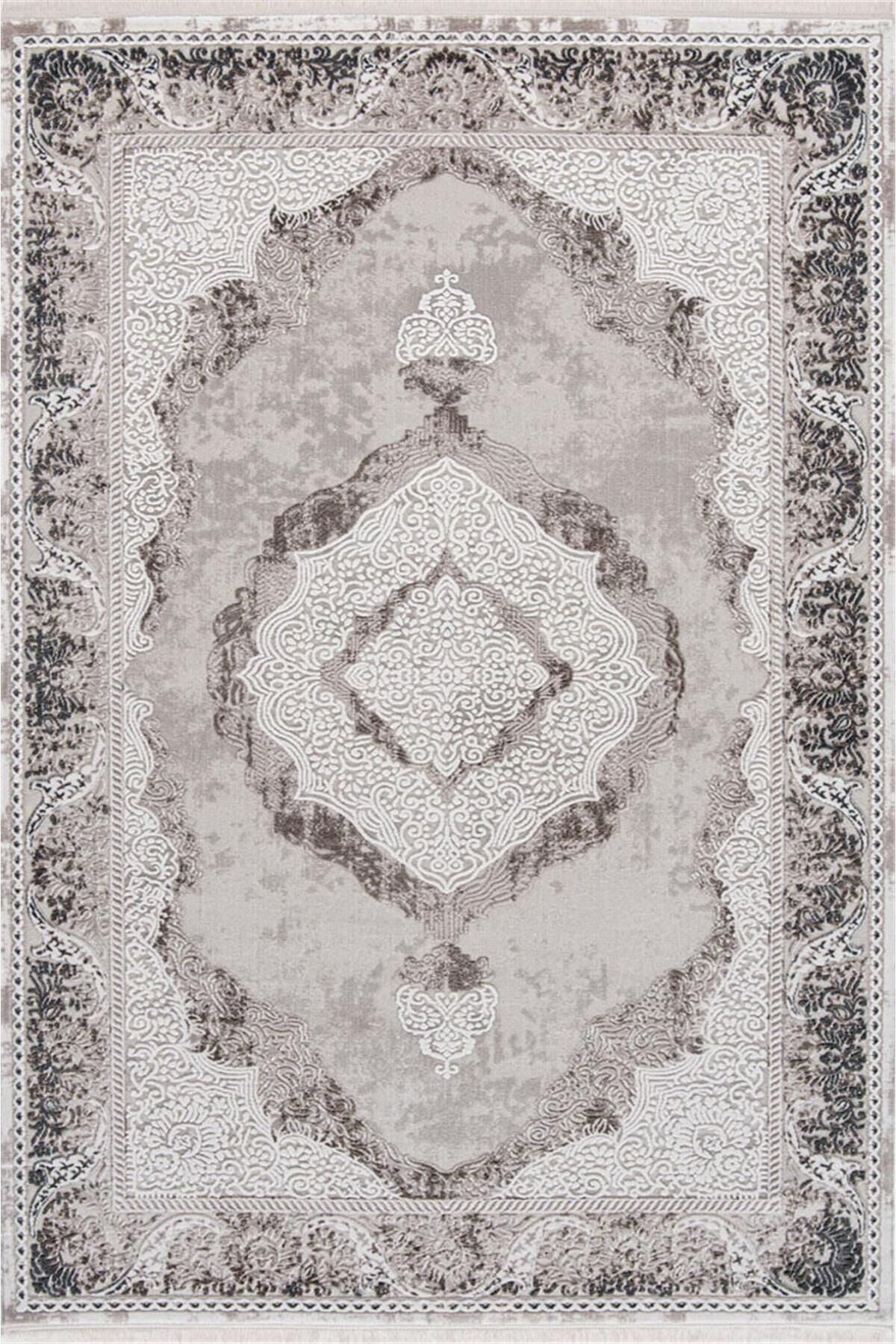 Miras 6803 Gri Kahve –  Klasik Göbekli Akrilik Salon Halısı 200x290