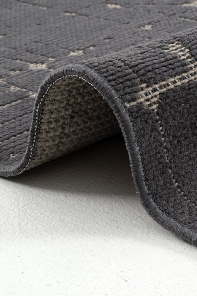 Dekorenti Terrace 8206 Antrasit Kaymaz Taban Modern Çizgili Halı