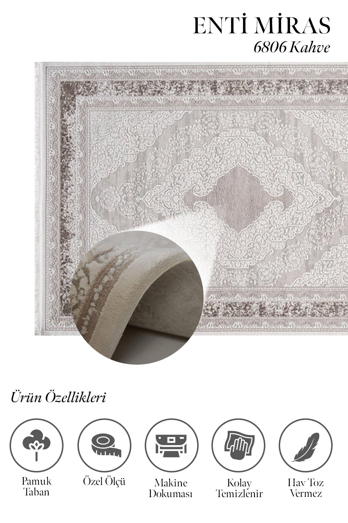 Enti Miras 6806 Kahverengi–  Klasik Göbekli Akrilik Salon Halısı