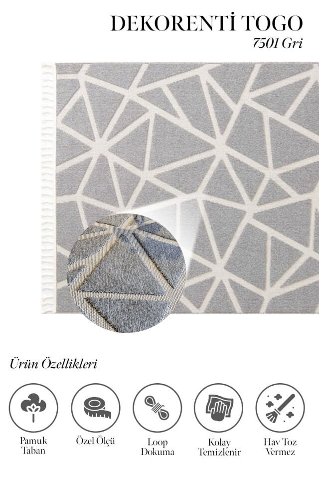 Dekorenti Togo 7501 Gri - Geometrik Desenli Modern Halı