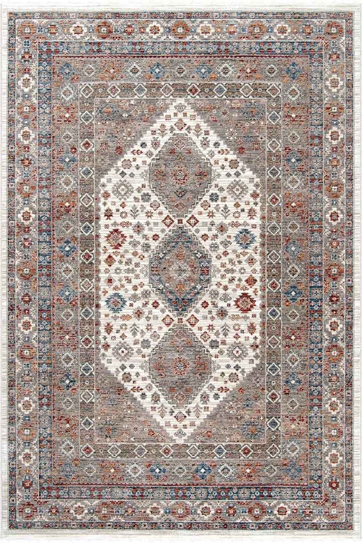 Dekorenti Otantik 2602 Renkli Halı Madalyon Desenli Vintage Halı