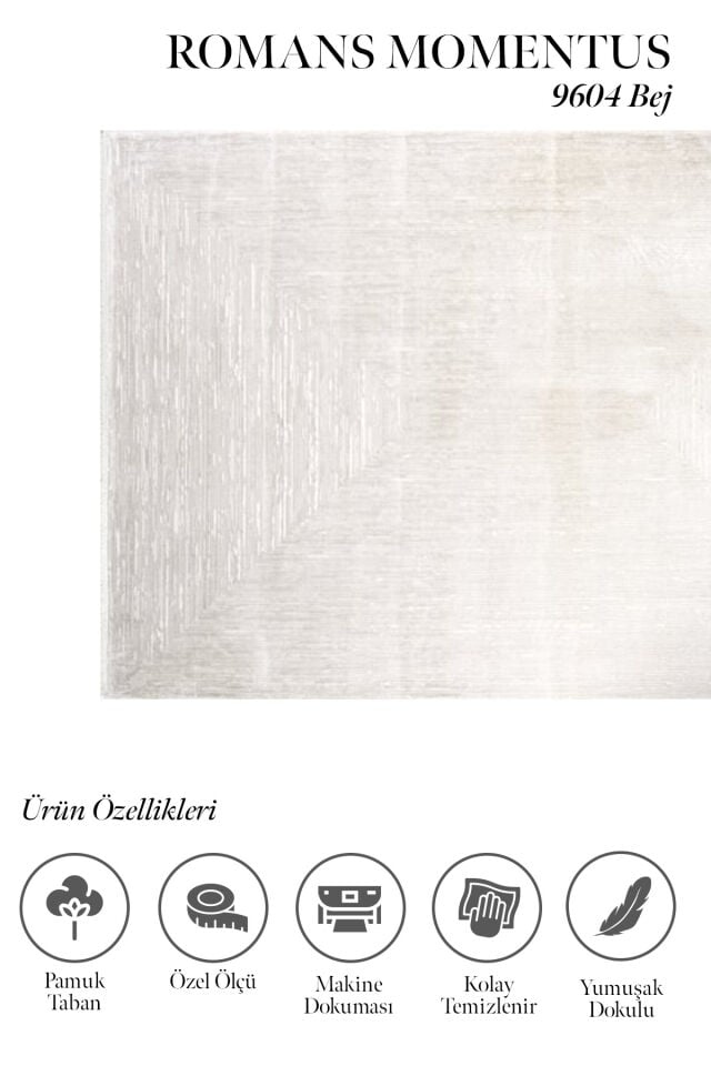 Romans Momentus 9604 Bej - Çizgi Çerçeveli Salon Halısı