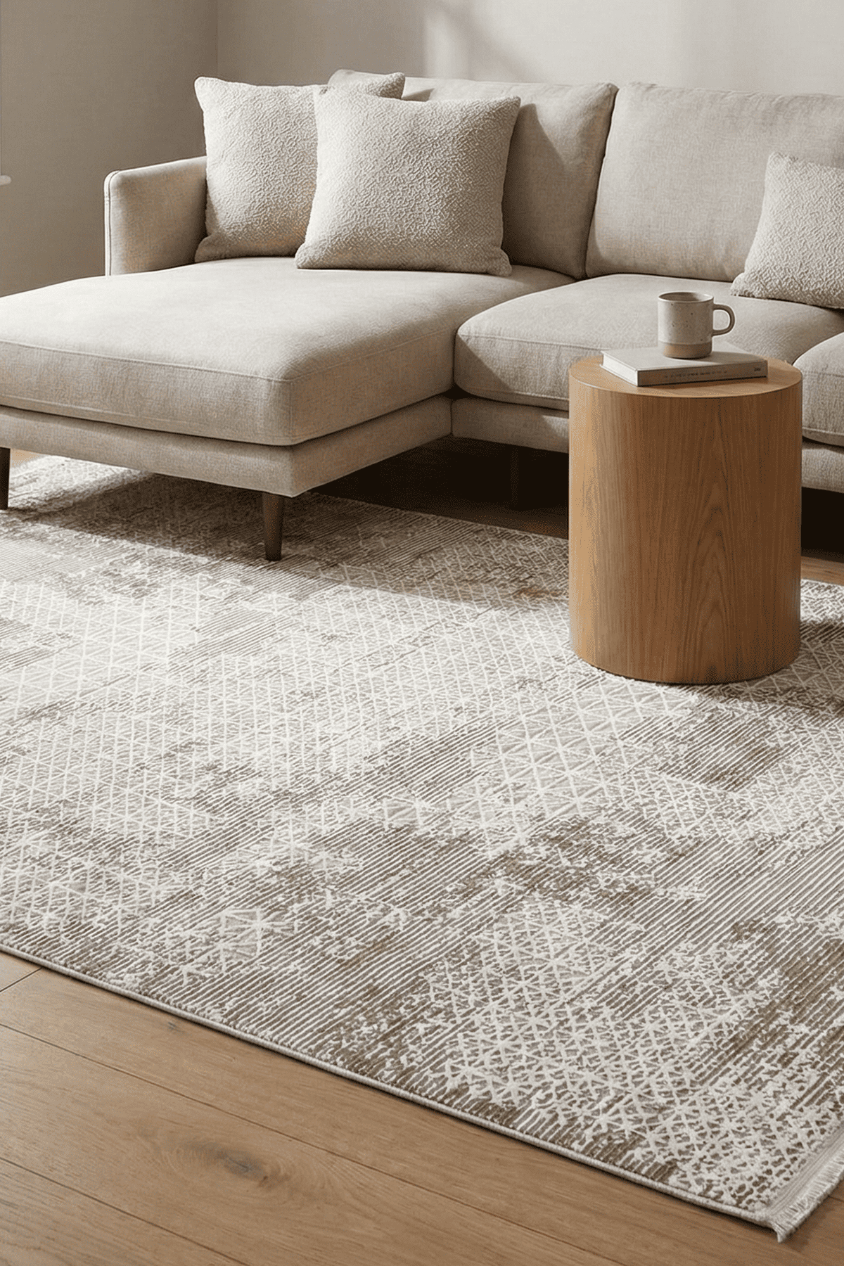 Dekorenti Dora 1903 Vizon - Modern Polip Jüt Taban Makine Halısı