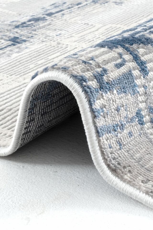 Dekorenti Dora 1909 Mavi - Modern Polip Jüt Taban Makine Halısı