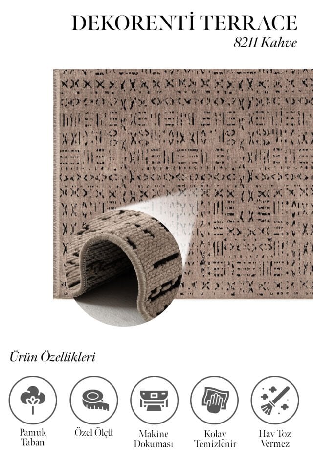 Dekorenti Terrace 8211 Kahverengi Kaymaz Taban Modern Çizgili Halı