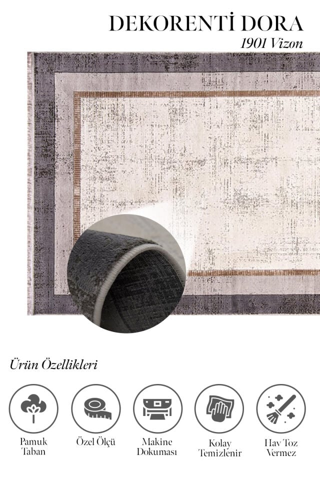 Dekorenti Dora 1901 Vizon - Modern Polip Jüt Taban Makine Halısı