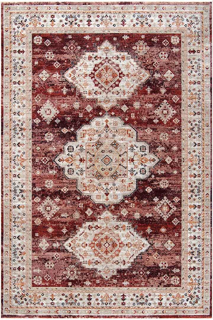 Dekorenti Otantik 2609 Kırmızı Halı Madalyon Desenli Vintage Halı