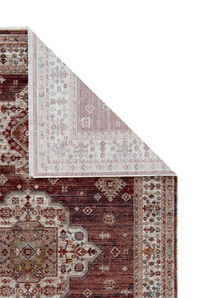 Dekorenti Otantik 2609 Kırmızı Halı Madalyon Desenli Vintage Halı