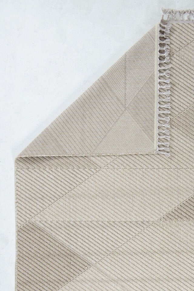 Dekorenti Bukle 1413 Bej – Geometrik Çizgili Bukle Halı