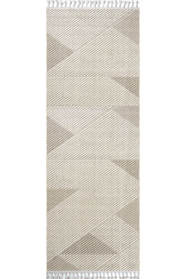 Dekorenti Bukle 1413 Bej – Geometrik Çizgili Bukle Halı
