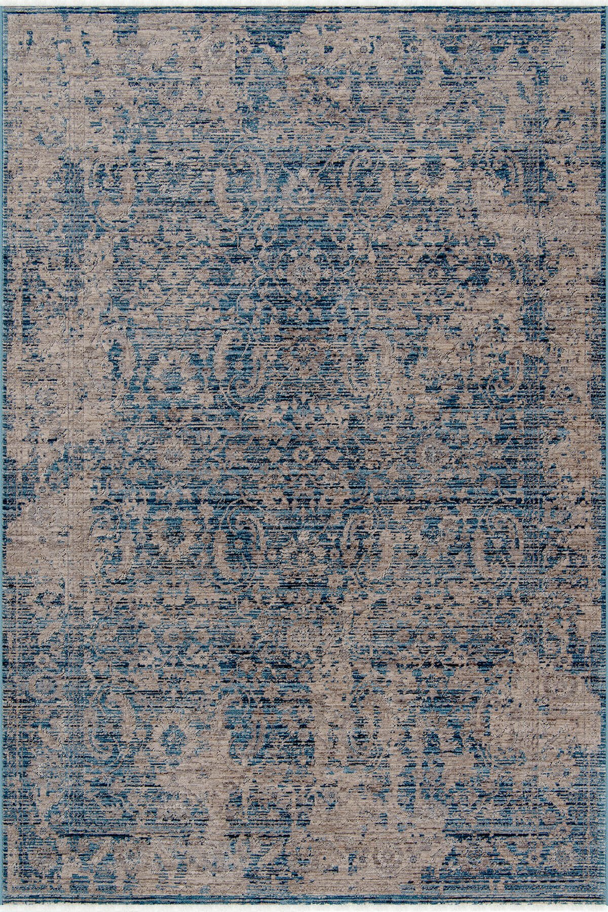 Dekorenti Otantik 2610 Mavi Halı Eskitme Görünümlü Vintage Halı