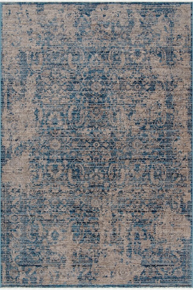 Dekorenti Otantik 2610 Mavi Halı Eskitme Görünümlü Vintage Halı