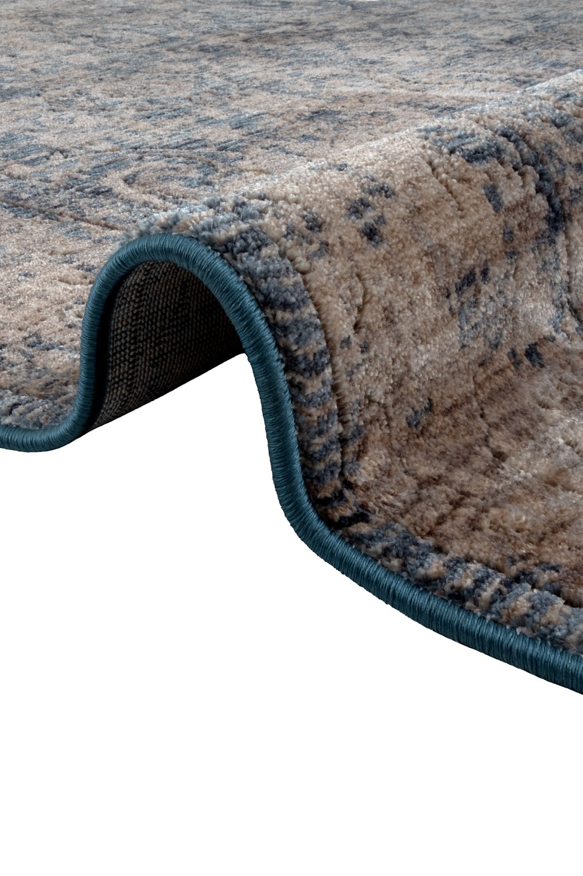 Dekorenti Otantik 2610 Mavi Halı Eskitme Görünümlü Vintage Halı