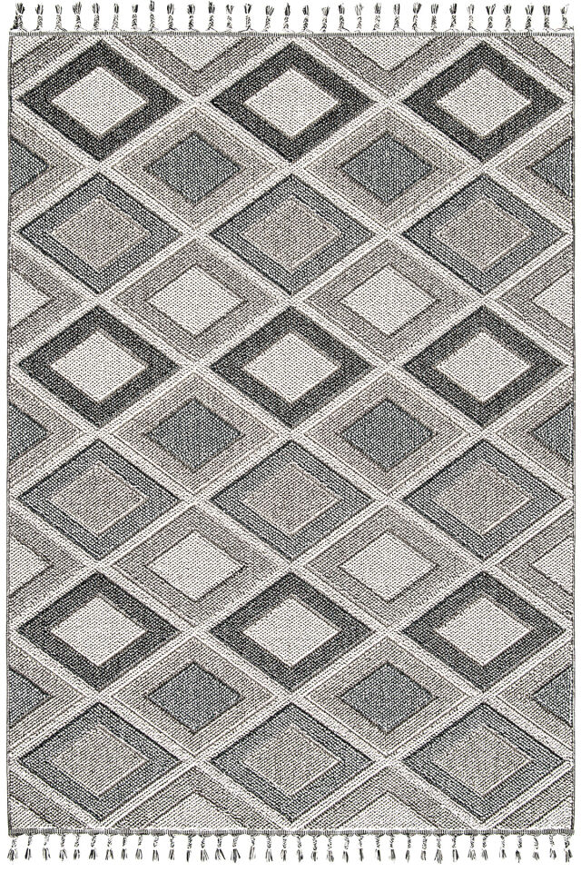 Dekorenti Bukle 1402 Gri - Geometrik Desenli Tozumaz Halı