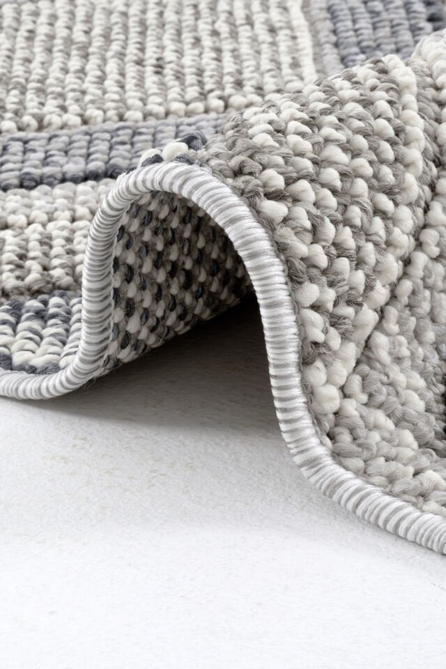 Dekorenti Bukle 1402 Gri - Geometrik Desenli Tozumaz Halı